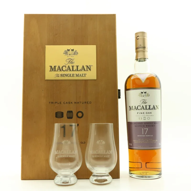 Macallan – 17 Year Old Fine Oak Triple Cask With Glasses Set (70cl, 43%)