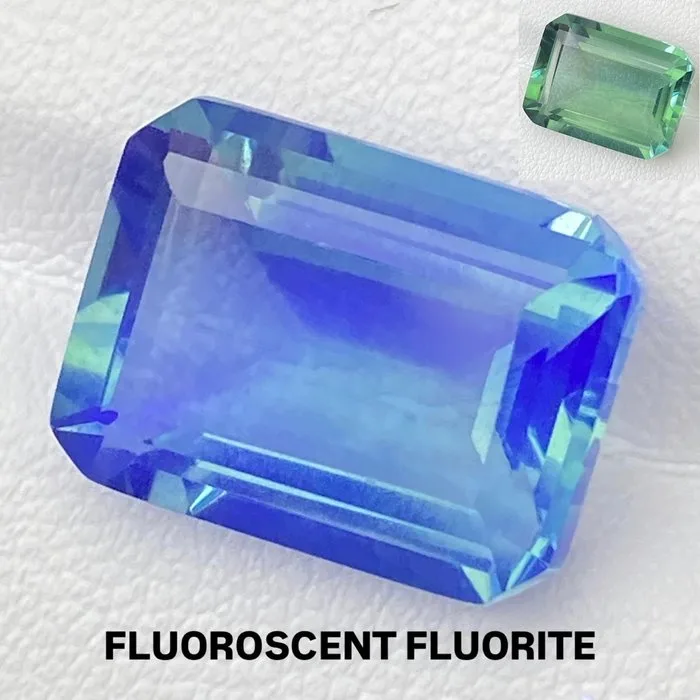 Fluorite - 14.25 ct - International Colored Gemstone Association (ICA GemLab) - Rare UV Fluoroscense