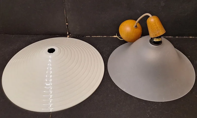 Frosted Glass Ceiling Light with wooden fixings approx.