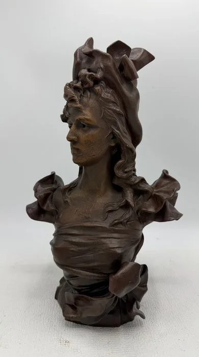 A. Nelson (1854 - 1919) - Bust, Dame Belle Epoque - 36 cm - Zamac