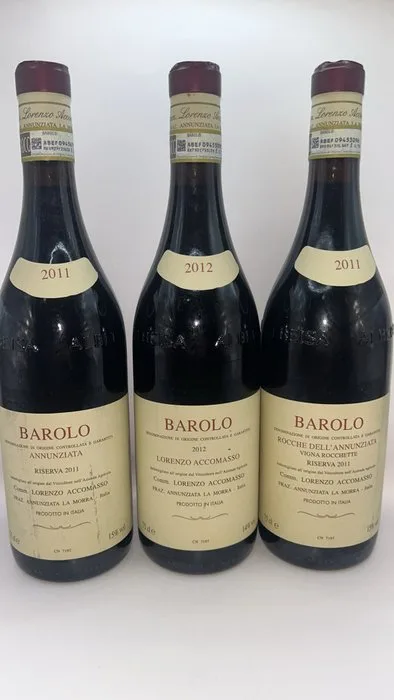 Lorenzo Accomasso: Vigna Rocchette Riserva 2011, Annunziata Riserva 2011, Barolo 2012 - Barolo, Piedmont DOCG, Riserva - 3 Bottles (0.75L)