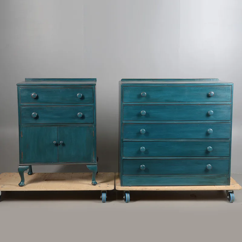 A 20th Century Painted Five Drawer Chest and a Tallboy (2)
