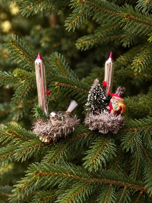 Decorative ornament (2) - Handmade tinsel Christmas tree ornaments on a clothespin - Netherlands