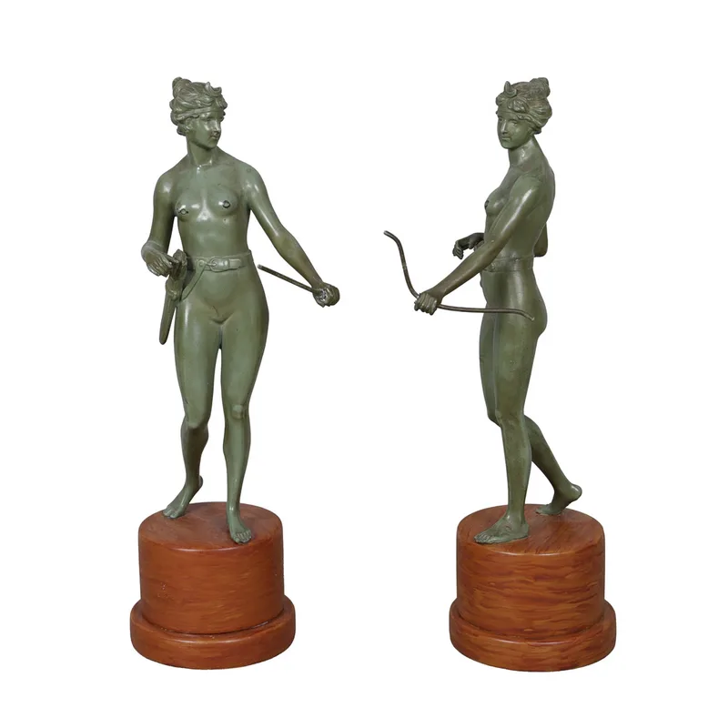 After Jean-Antoine Houdon, a Pair of Bronzed Figures 'Diana the Huntress' (2)