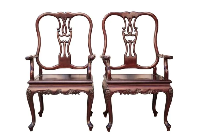 Armchair - Wood - Pair of Chinese Hardwood