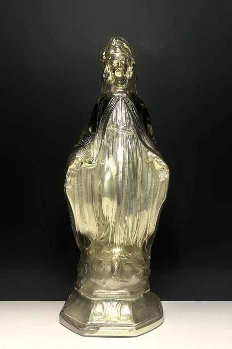 Sculpture, Vierge - 23 cm - Églomisé glass