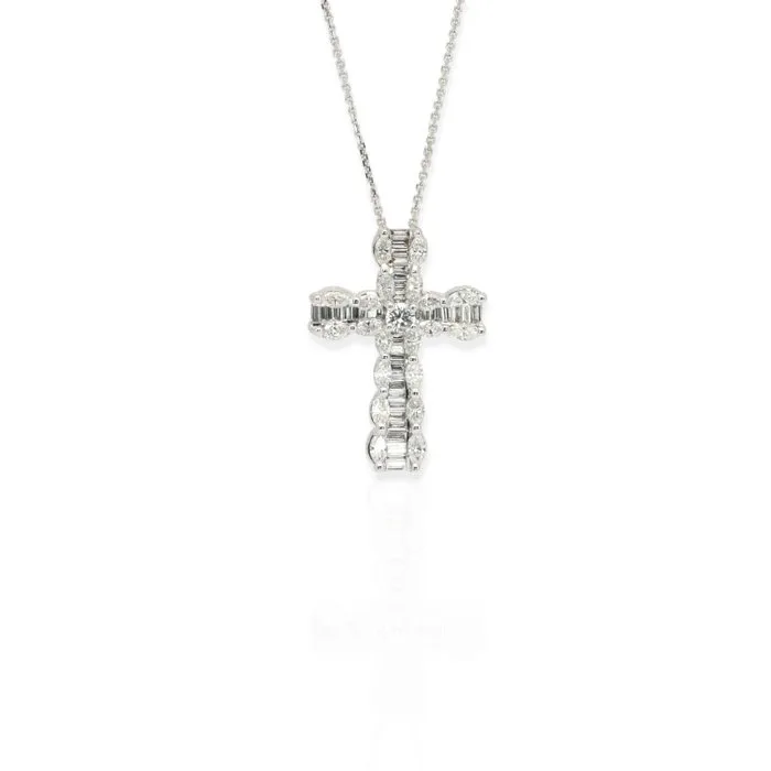 Necklace with pendant - 18 kt. White gold - 1.31ct. tw. Diamond (Natural) - Diamond - IGI Certified Necklace
