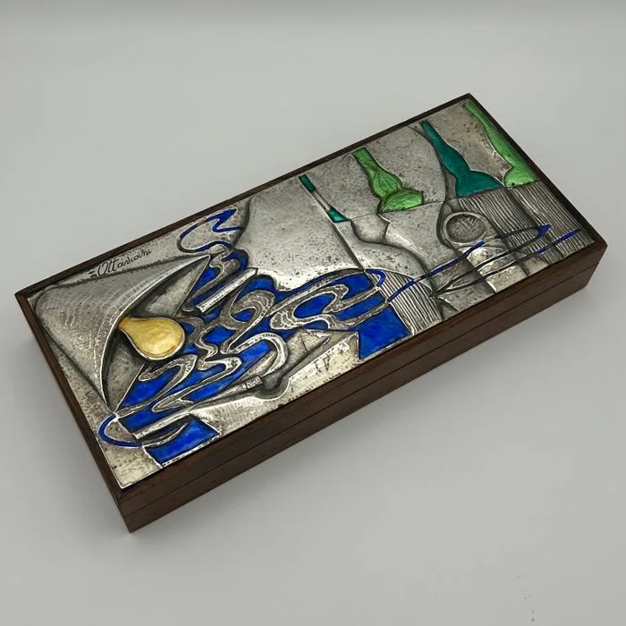 Ottaviani - Manifattura italiana - Box - Allegory of Smoke and Tobacco -.925 silver, Rosewood - Cigar/cigarette holder