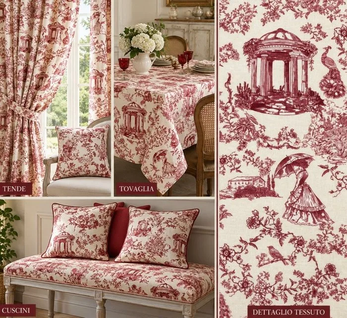 1639★Prestigious and exclusive Toile de Jouy fabric in double height - Textile - 400 cm - 280 cm
