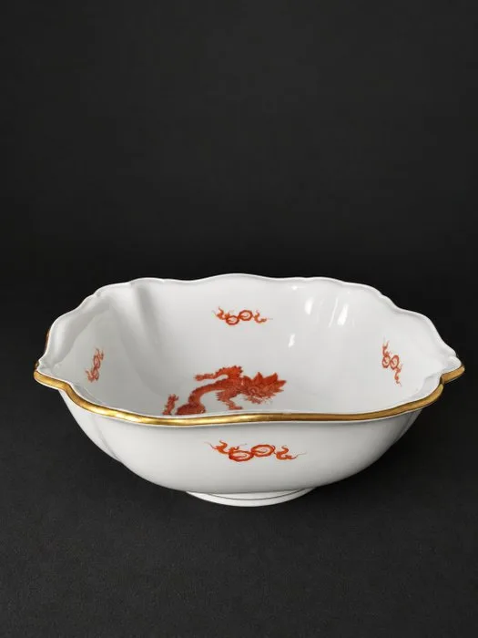 Meissen - Dragon Rosso - Ciotola insalatiera(26cm) - In buone condizioni - Bowl - Porcelain
