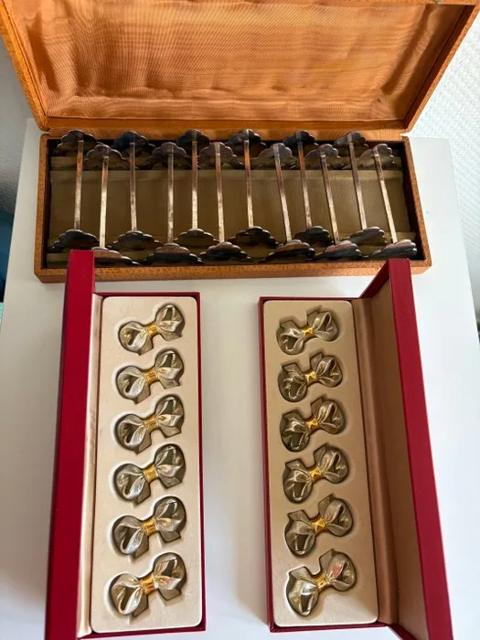 Knife rest (24) - Metal, Silverplated - Knife holders & names x24