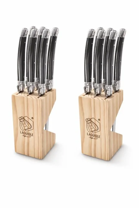 Laguiole - 12x Steak Knives - Black - style de - Table knife set (12) - Stainless steel