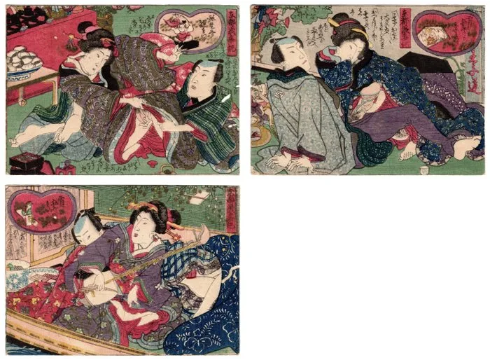 Annual Events in the Eastern Capital: Doll Festival, Oji Shrine, Myogi Shrine - Shunga (Erotica) - Utagawa School 歌川派 - Japan - Edo Period (1600-1868)