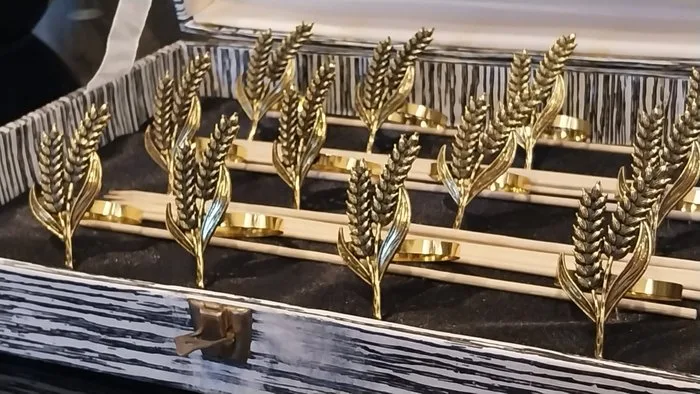 Napkin ring (12) - Wheat ears, height 6 cm - Lacquered brass - Ears of Wheat