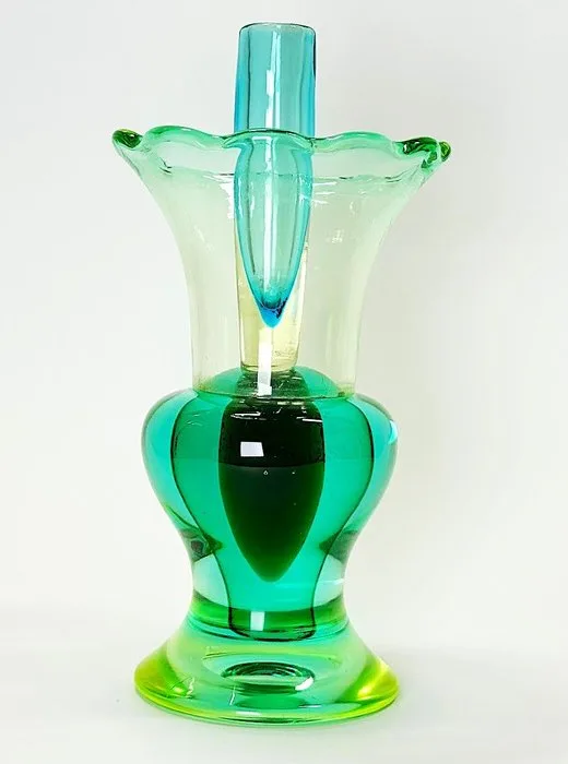 Da Ros per Cenedese – 25x13 cm - Murano Italia Anni '60 - Vase - Sommerso Glass Turquoise-Green Tone