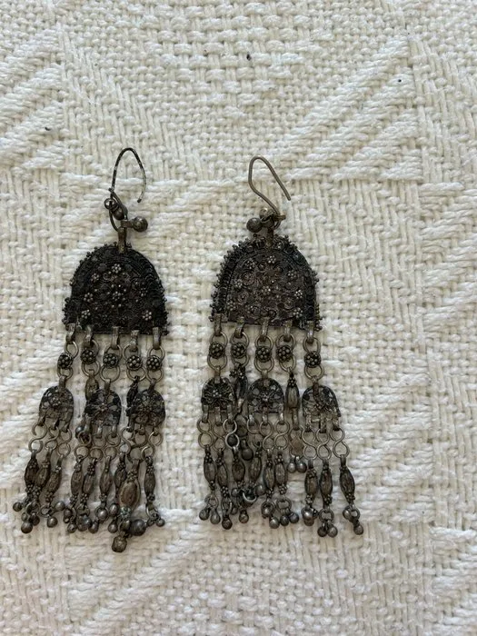 Earrings - Pair of large traditional Amazigh earrings – Aurès, Algeria