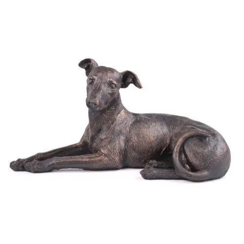 Sculpture, Greyhound Dog Sculpture – Painted Bronze-Effect Resin Figurine - 10.39 cm - Bronze, Resin