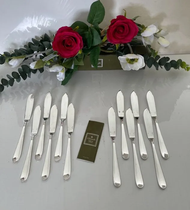Christofle - Table knife set - 12-piece set of Dax-model fish knives. - silvered metal