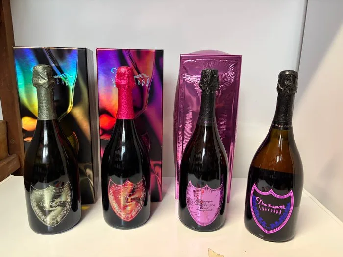 Dom Pérignon, Lady Gaga Collection, all editions - 2006, 2010 & 2008 - Champagne Brut, Rosé - 4 Bottles (0.75L)
