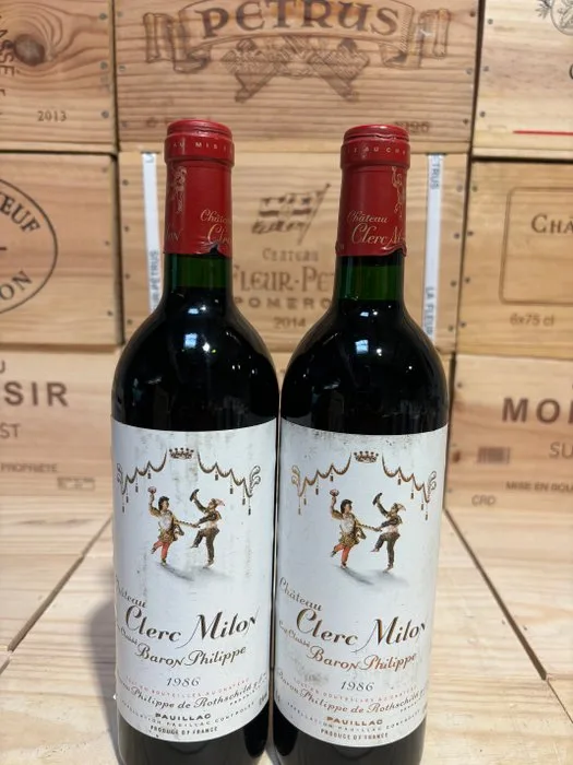 1986 Château Clerc Milon (Rothschild) - Pauillac 5ème Grand Cru Classé - 2 Bottles (0.75L)