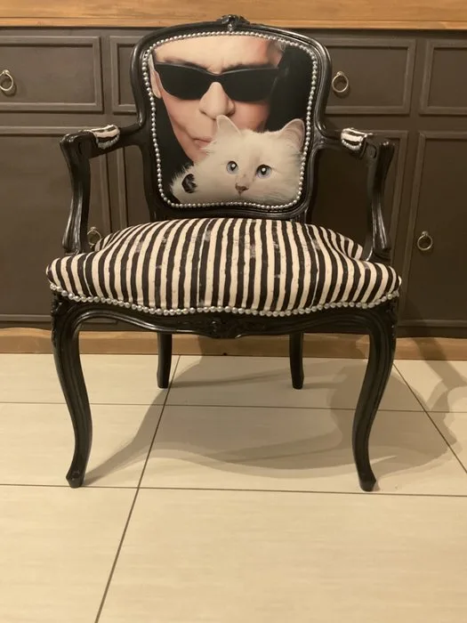 F. Giordano - Armchair - Wood, Velvet - Karl Lagerfeld armchair and the cat Choupette