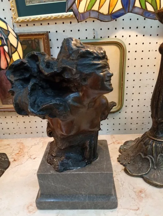 Sculpture, La Dea Bendata - 30 cm - Bronze, Marble