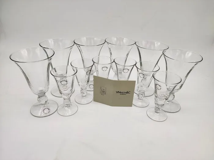 V.Nason&Co. - Drinking set (12) - Vivarini - Murano glass - A set of twelve glasses