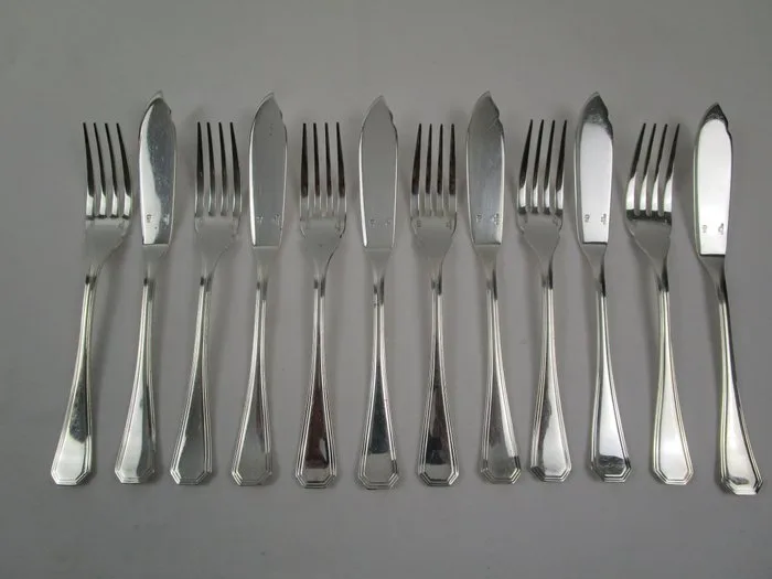 Christofle - Cutlery set - Amerika - 6 fish cutlery - unused - Silverplated