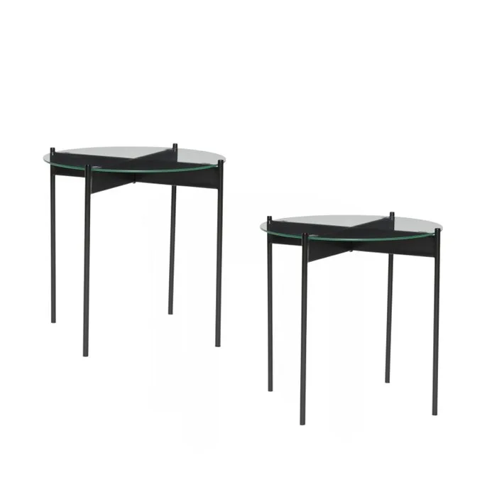 Hübsch - Lotte Knudsen - Side table (2) - Beam Side Table Black - Iron - 2 Pieces