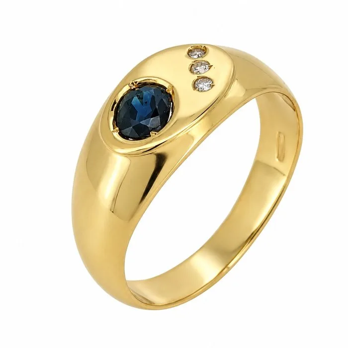 Damiani - Ring - 18 kt. Yellow gold - 0.68ct. tw. Sapphire - Diamond - Made in Italy - Handmade
