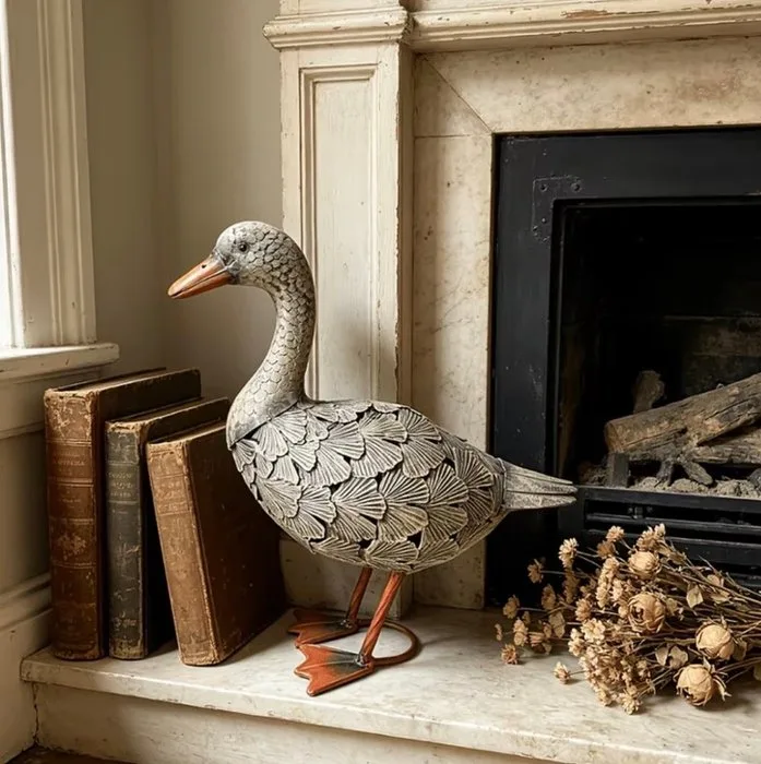 Unknown - Figure - Decorative metal goose - Metal, Paint