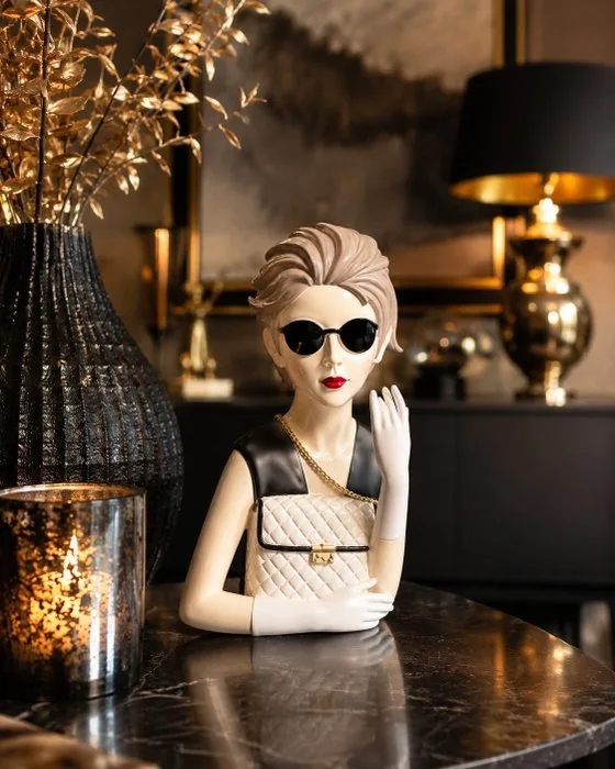 Bust, Iconische Fashion Lady Buste – Stijlvolle Design Sculptuur – Glamour & Luxury Interior Object - 29 cm - Resin