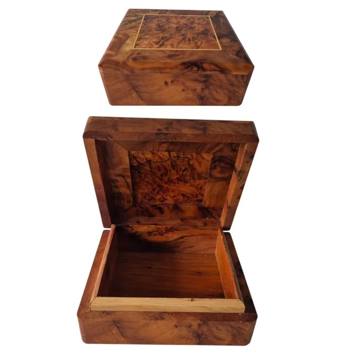 Thuya Wood Craft - Artisan GKB - Jewellery box - Handmade Moroccan thuya burl wood jewelry box – velvet lining – mother-of-pearl – Essaouira - Thuya wood - Thuya burl jewelry box
