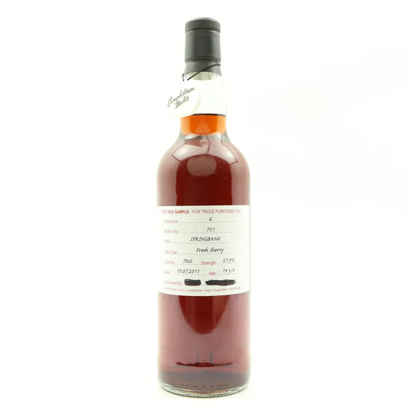Springbank – 2011 14 Year Old Duty Paid Sample (70cl, 57.9%)