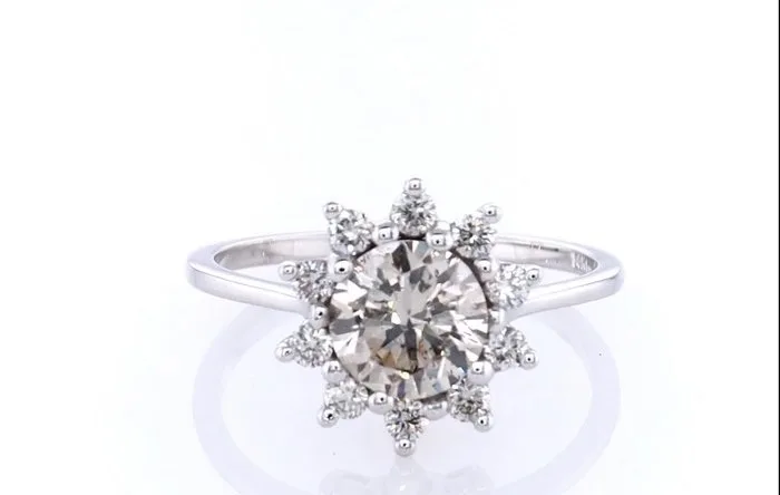 Ring - 14 kt. White gold - 1.25ct. tw. Diamond (Natural coloured) - Diamond