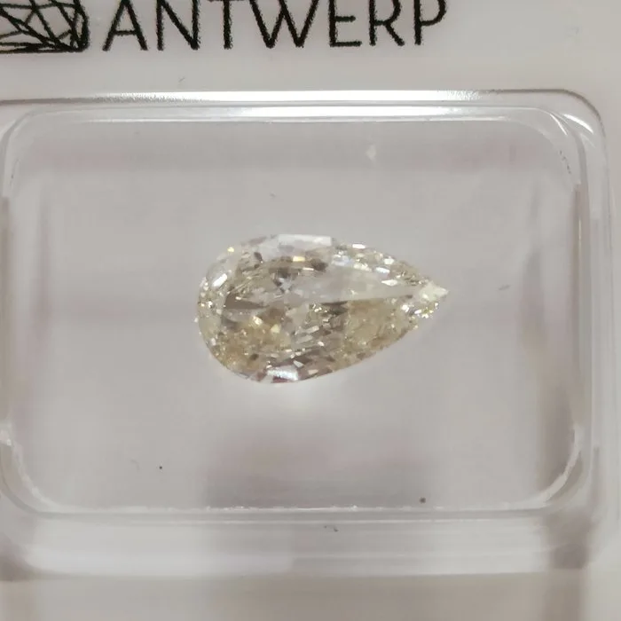 1 pcs Diamond (Natural) - 1.03 ct - Pear - J - SI2 - Gem Report Antwerp (GRA) - Beautiful Pear Shape