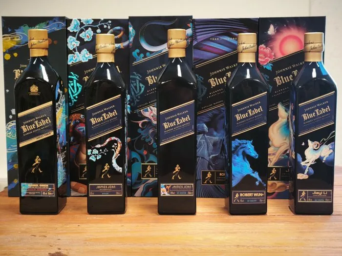 Johnnie Walker Blue Label Year of the Rabbit, Snake, Dragon, Horse & Goat Limited Edition Collection - 70cl - 5 bottles