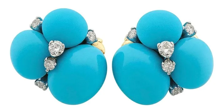 Pomellato - Earrings - Capri - 18 kt. Rose gold Turquoise - Diamond