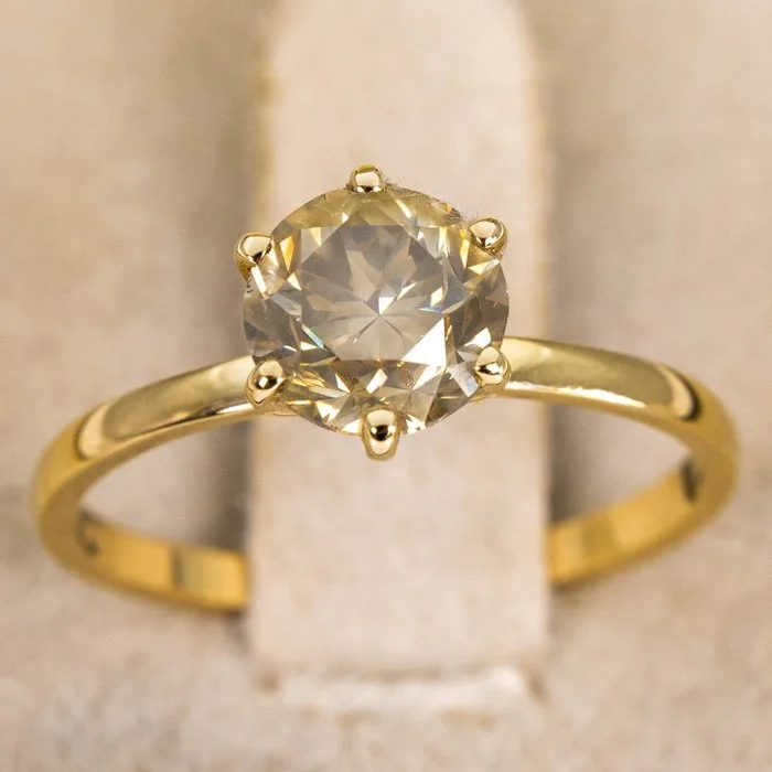 Ring - 14 kt. Yellow gold - 1.55ct. tw. Diamond (Natural coloured) - GWLab
