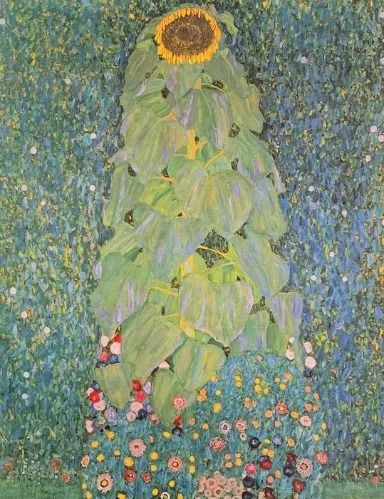 Gustav Klimt (after) - Sunflower, 1912 - Vintage Artprint on Canvas Paper - 71 x 56 cm
