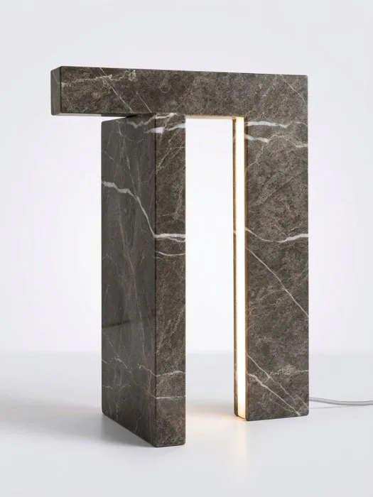 Brian Sironi - Table lamp - Limited edition - Emperador marble - " Precaria"- Brian Sironi