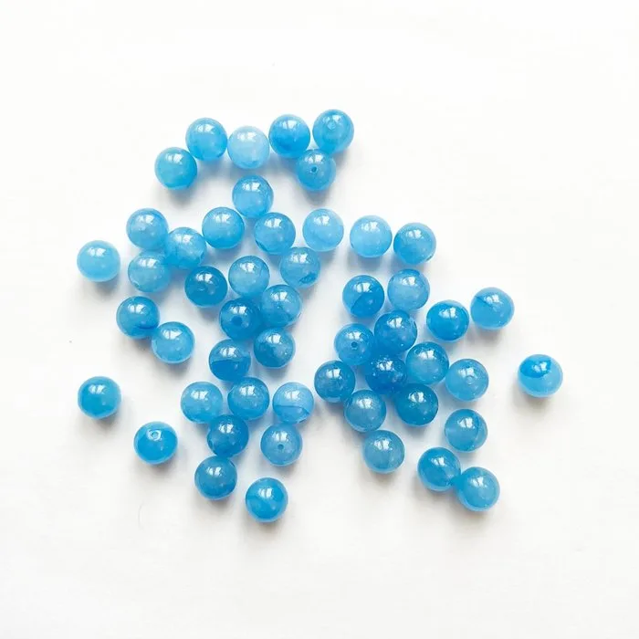 Silk Road, Central Asian Blue Agate Round Necklace Beads Talisman - 10 mm