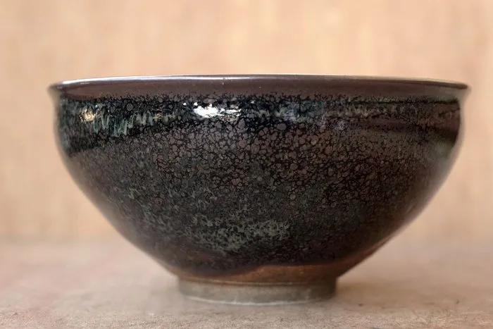 Japanese Oil-Spot Tenmoku Chawan (天目茶碗) - Matcha Tea Ceremony Bowl, with original Tomobako - Bowl - Ceramic