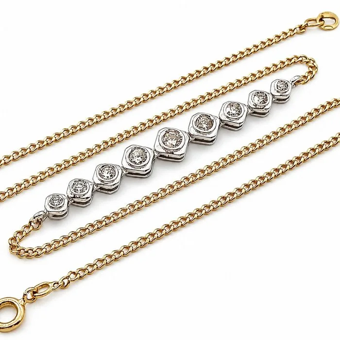 UnoAErre - Necklace with pendant - 18 kt. White gold, Yellow gold - 0.65ct. tw. Diamond (Natural) - Made in Italy - Handmade