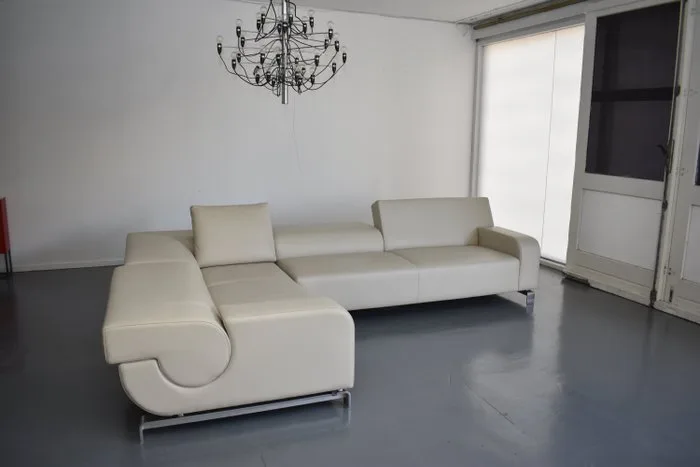 Leolux - Andreas Berlin - Sofa - B- Flat lounge - Like new - Leather, Aluminium - Landscape Dunes
