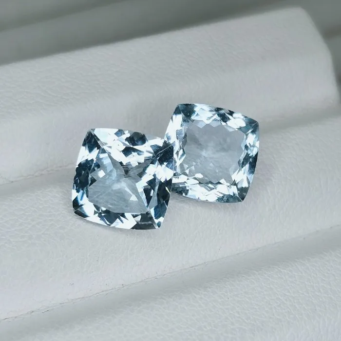 2 pcs Blue Aquamarine - 6.84 ct - Gemological Science International (GSI)