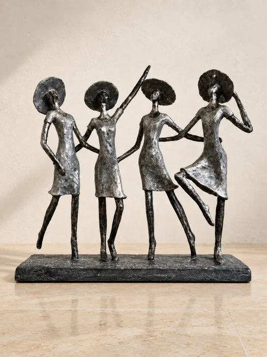 Sculpture, Moderne XL sculptuur van vier dansende vrouwen op voetstuk - 34 cm - Resin
