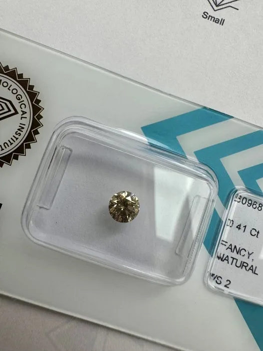 1 pcs Diamond (Natural coloured) - 0.41 ct - Round - Fancy Brownish, Yellow - VS2 - International Gemological Institute (IGI)