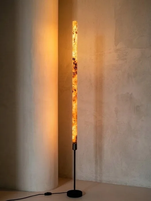 Veneerlamps - Tadeusz Piesiak - Floor lamp - Serene Slim Light - Natural Wood 170 cm Floor Lamp - Poplar Burl - Modern Organic