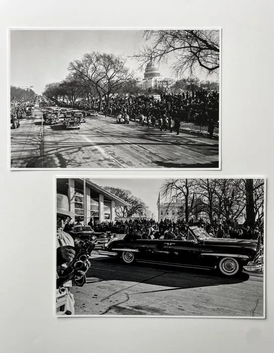 Manfred Linus Kreiner - Batch de 2 photographies — JFK & Jackie Kennedy — Tribune présidentielle & Cortège, Parade